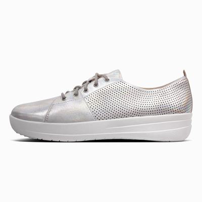 Fitflop F-Sporty Leather Scoop-Cut Perf - Sneaker Damen - Silber (KLS432156)